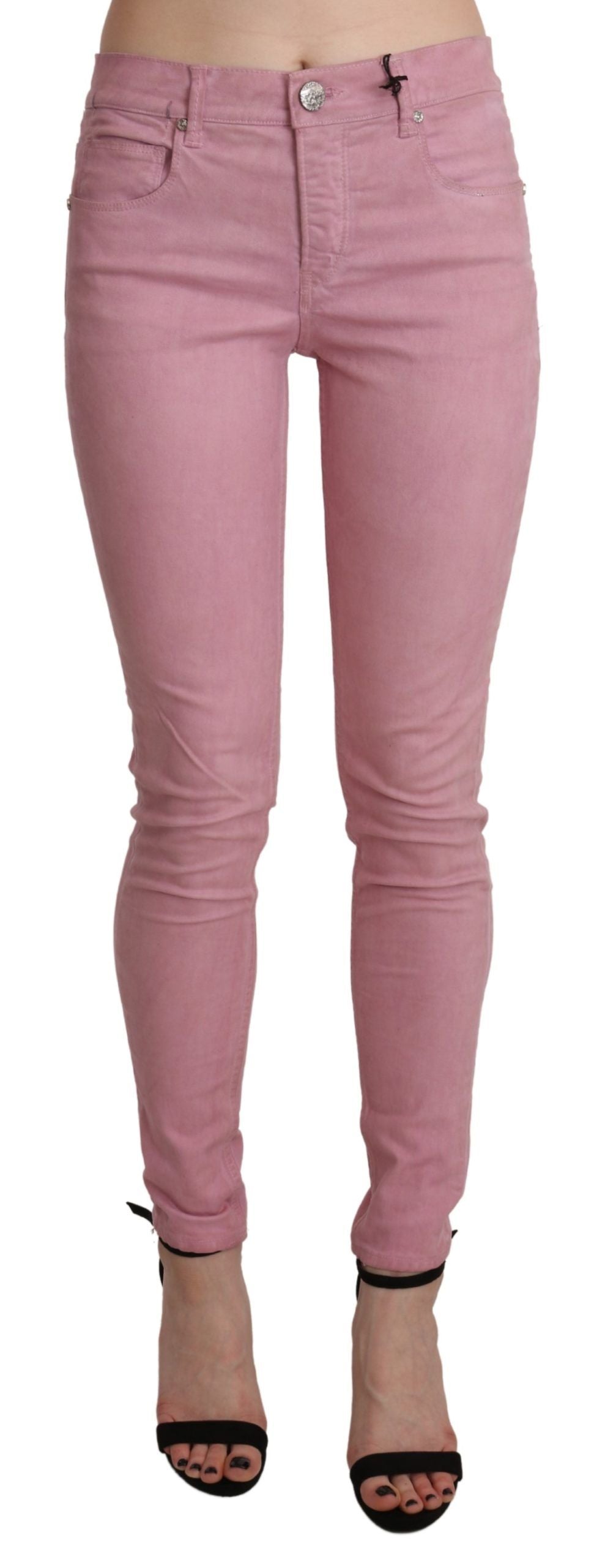 Acht Chic Pink Mid Waist Skinny Women's Jeans
