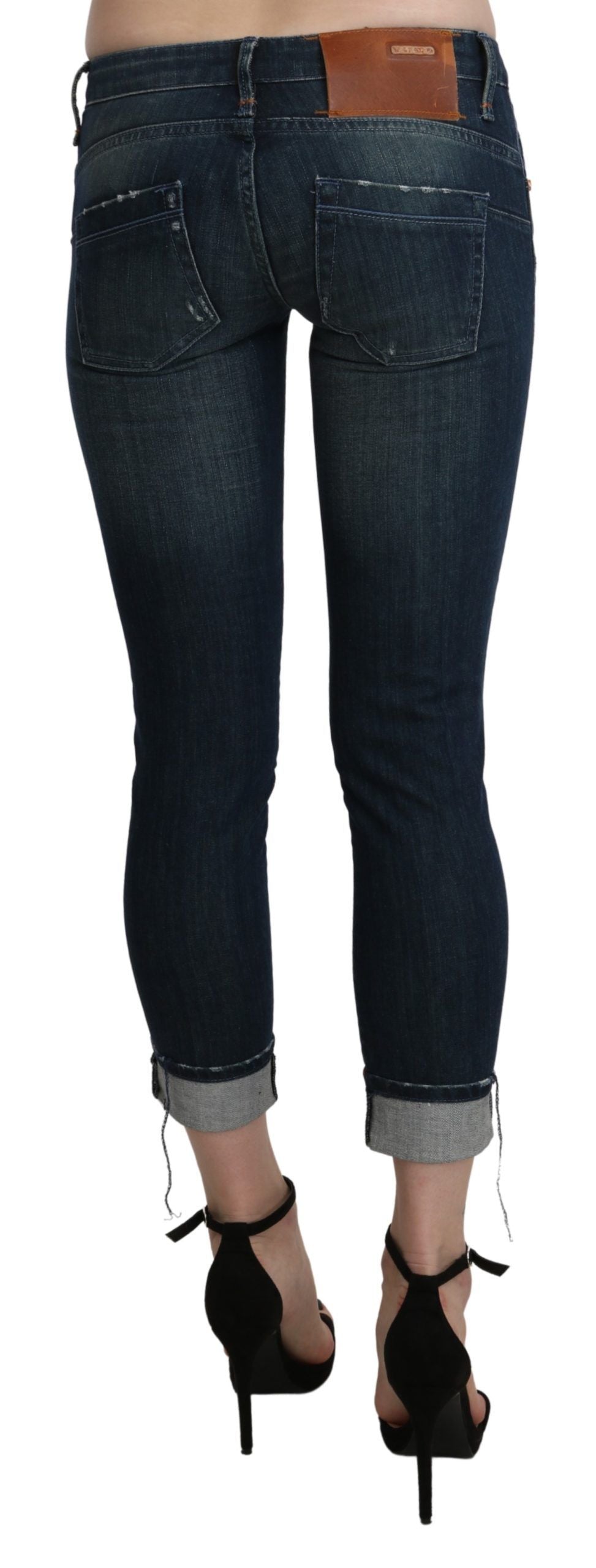 Acht Blue Washed Low Waist Skinny Cropped Denim Women's pant