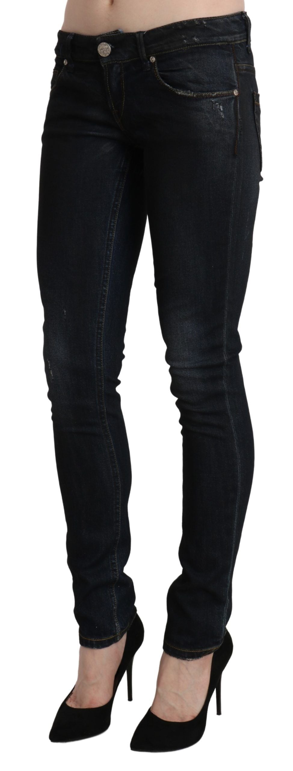 Acht Blue Washed Low Waist Skinny Denim Slim Women's Trouser