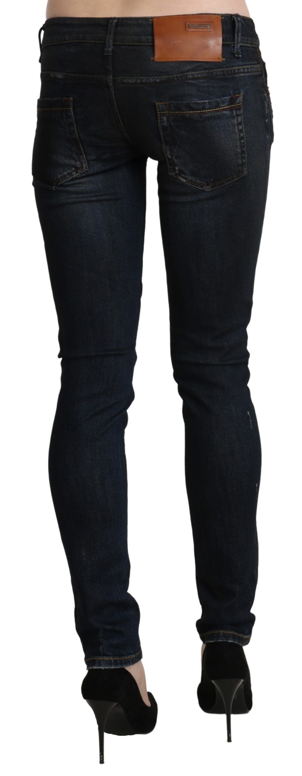 Acht Blue Washed Low Waist Skinny Denim Slim Women's Trouser