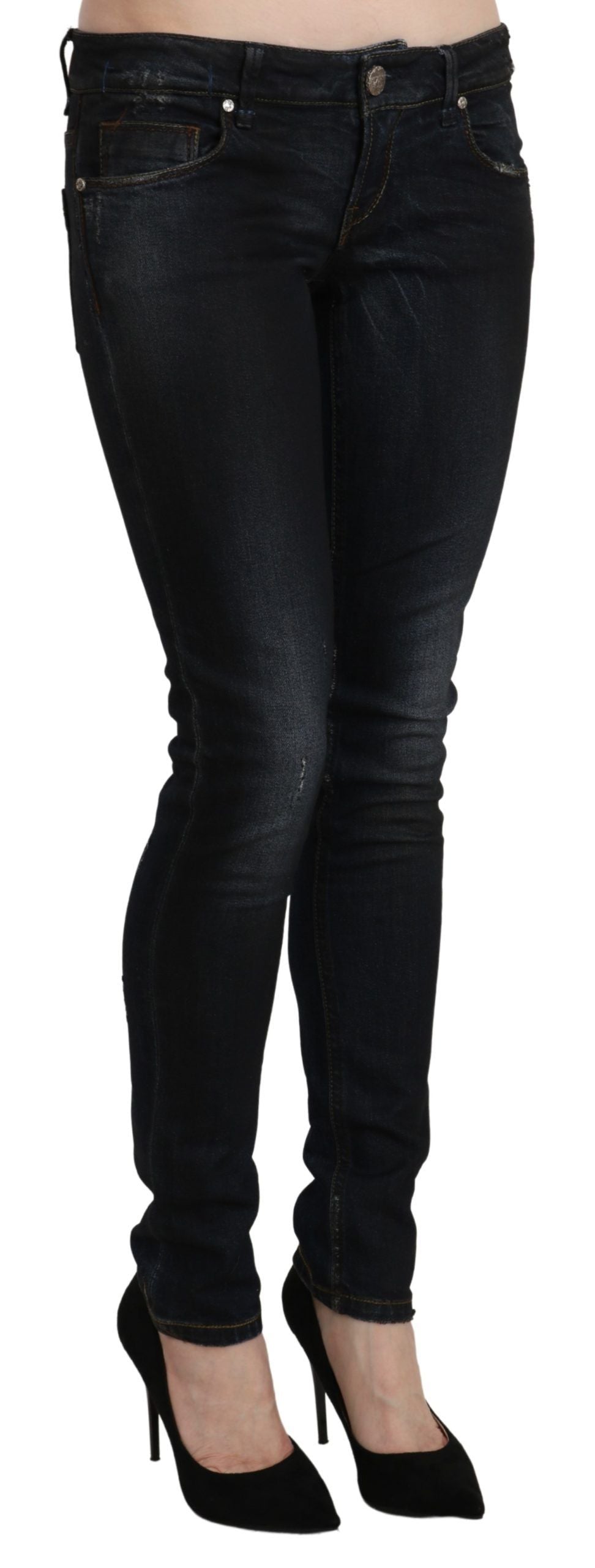 Acht Blue Washed Low Waist Skinny Denim Slim Women's Trouser