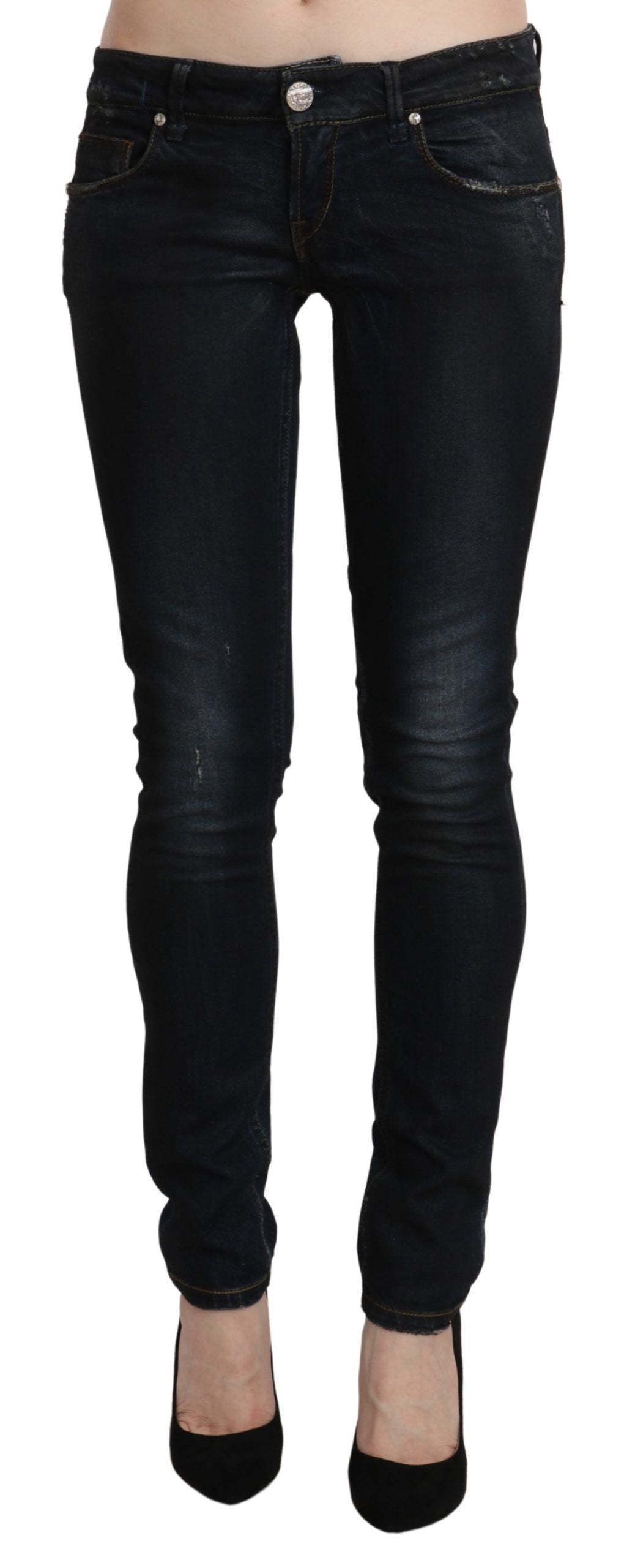 Acht Blue Washed Low Waist Skinny Denim Slim Women's Trouser