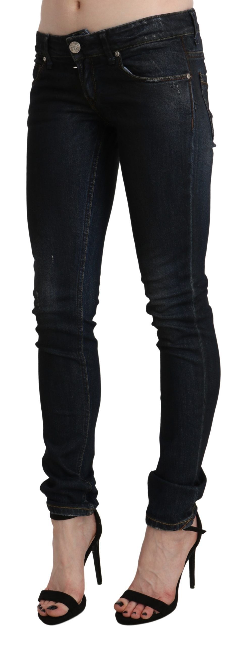 Acht Black Washed Low Waist Skinny Denim Women's Jeans