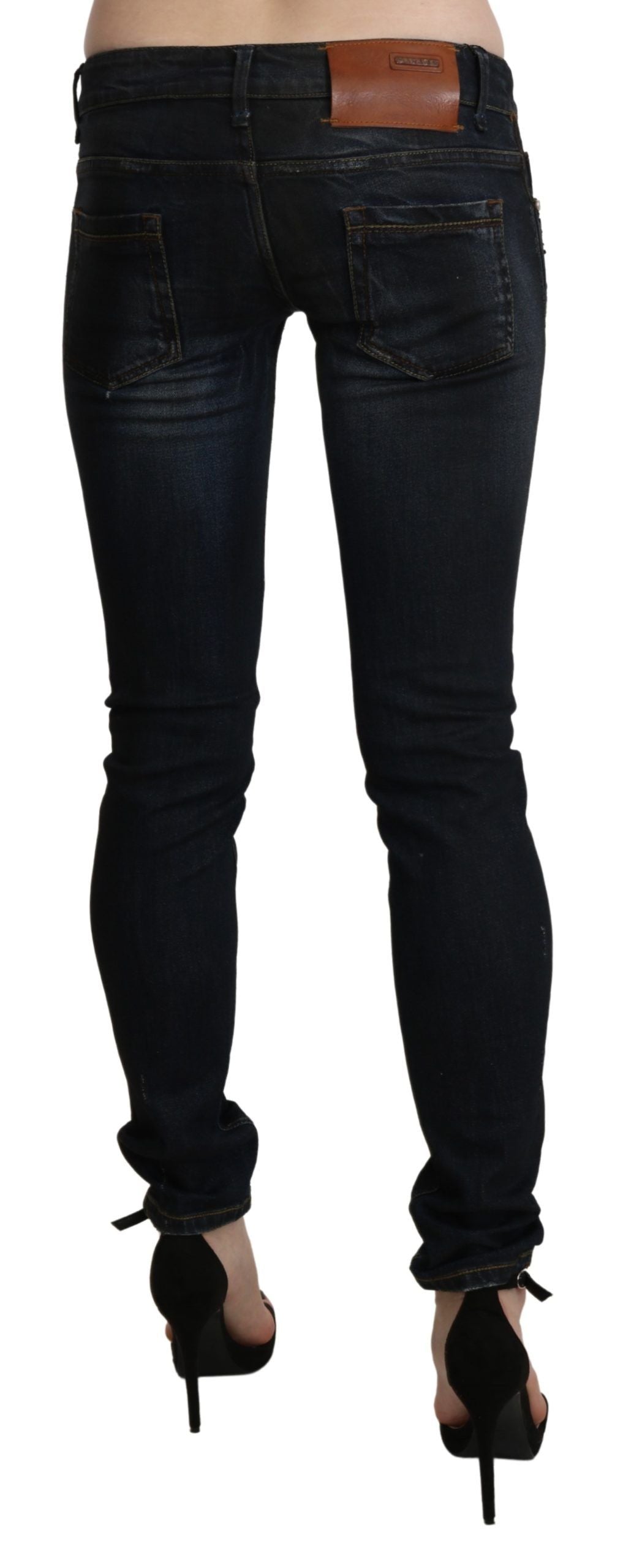 Acht Black Washed Low Waist Skinny Denim Women's Jeans