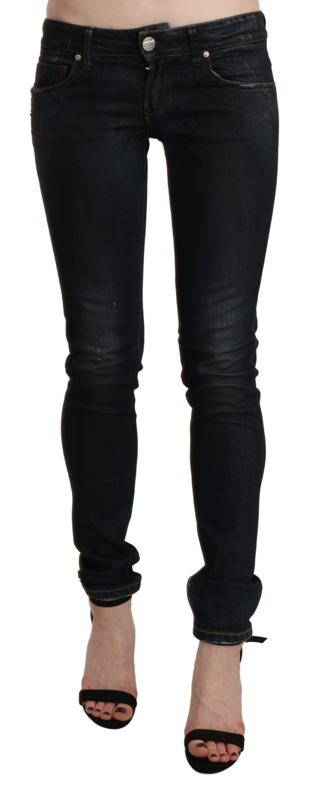 Acht Black Washed Low Waist Skinny Denim Women's Jeans
