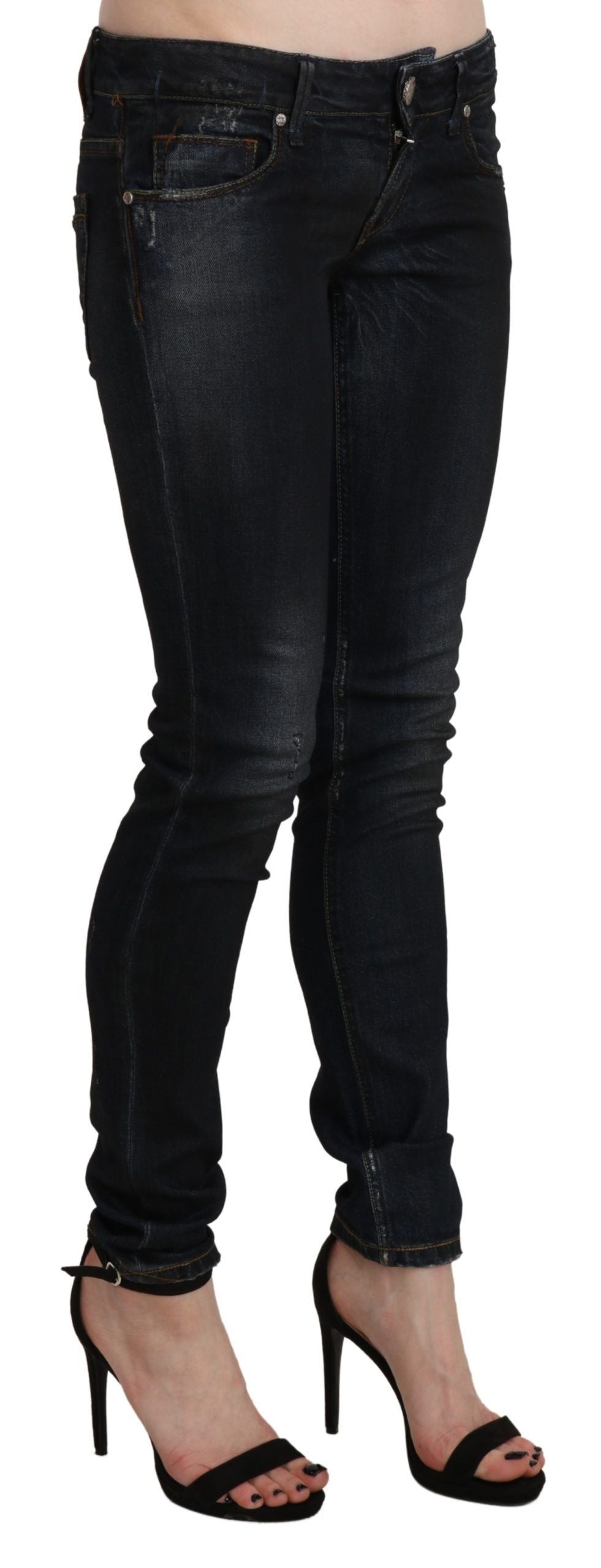 Acht Black Washed Low Waist Skinny Denim Women's Jeans