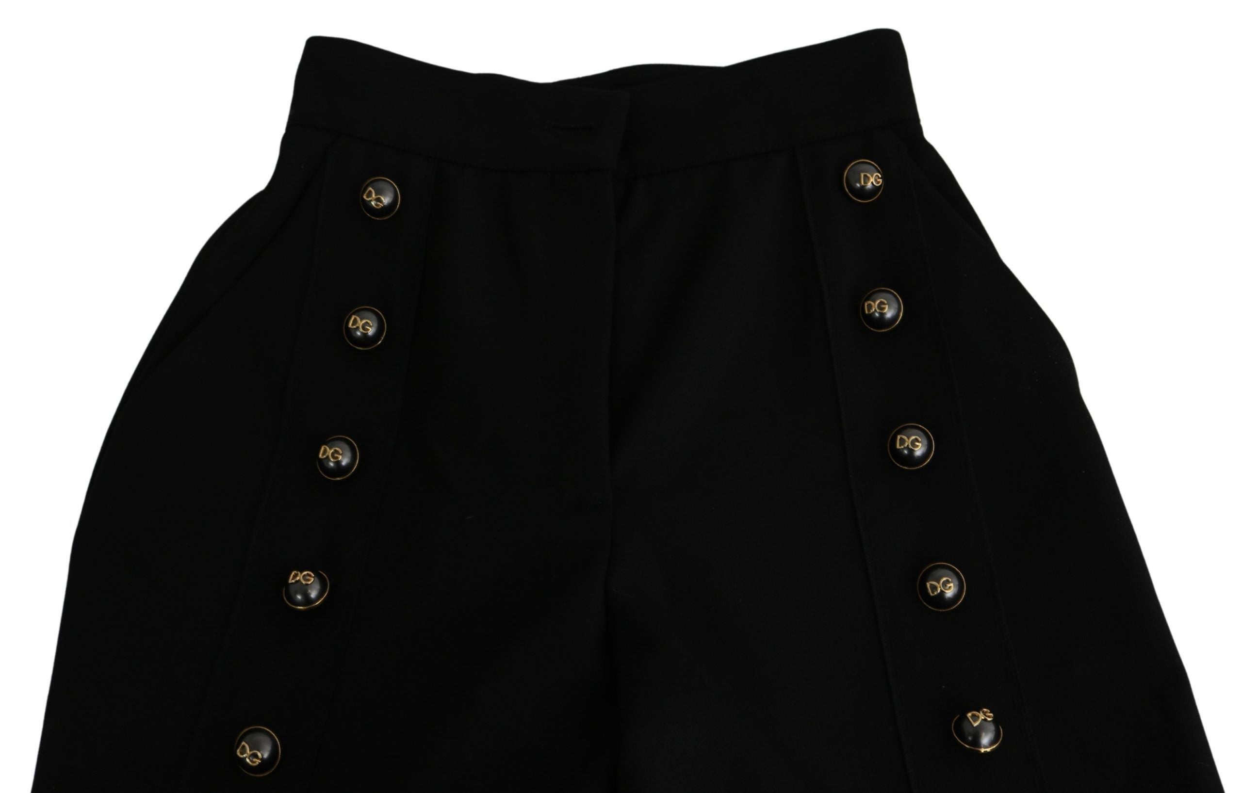 Dolce & Gabbana Black Wide Wool Leg Cropped Trouser Women's Pant