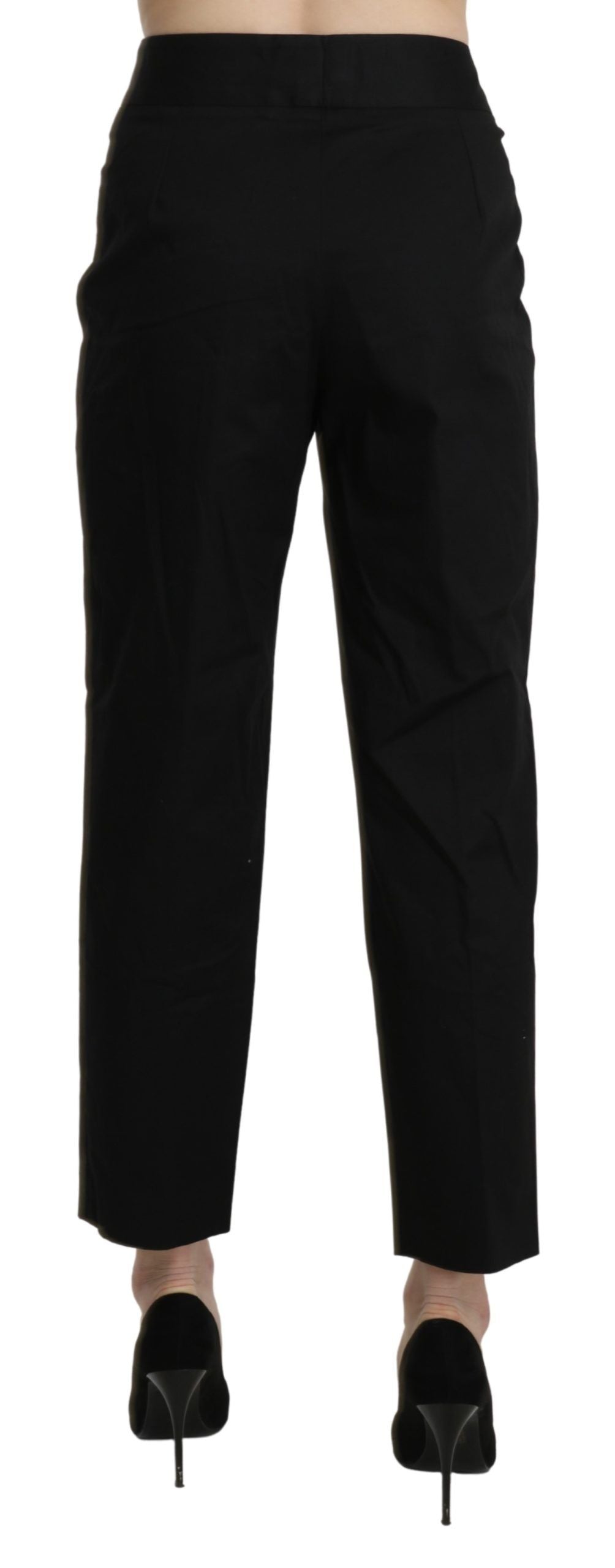 BENCIVENGA Black High Waist Straight Cropped Dress Women's Pants