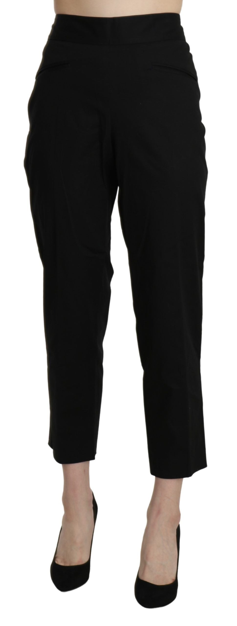 BENCIVENGA Black High Waist Straight Cropped Dress Women's Pants