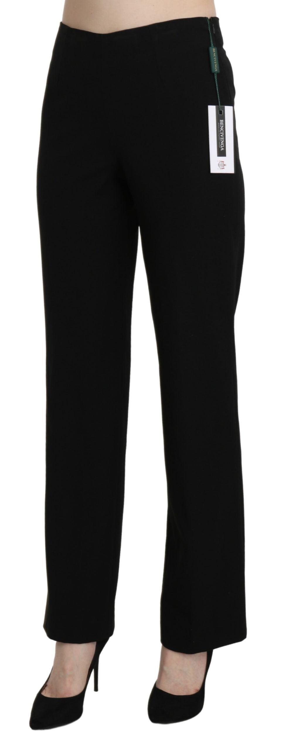 BENCIVENGA Black High Waist Straight Formal Dress Women's Trouser