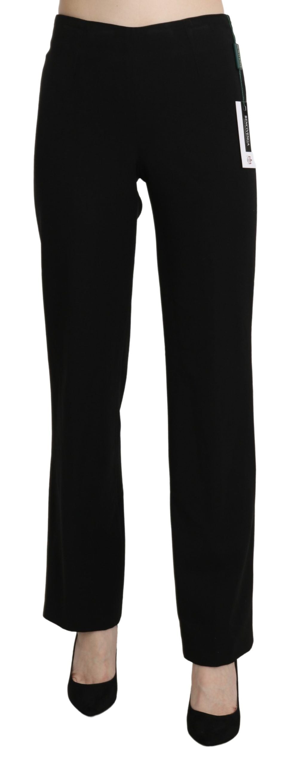 BENCIVENGA Black High Waist Straight Formal Dress Women's Trouser