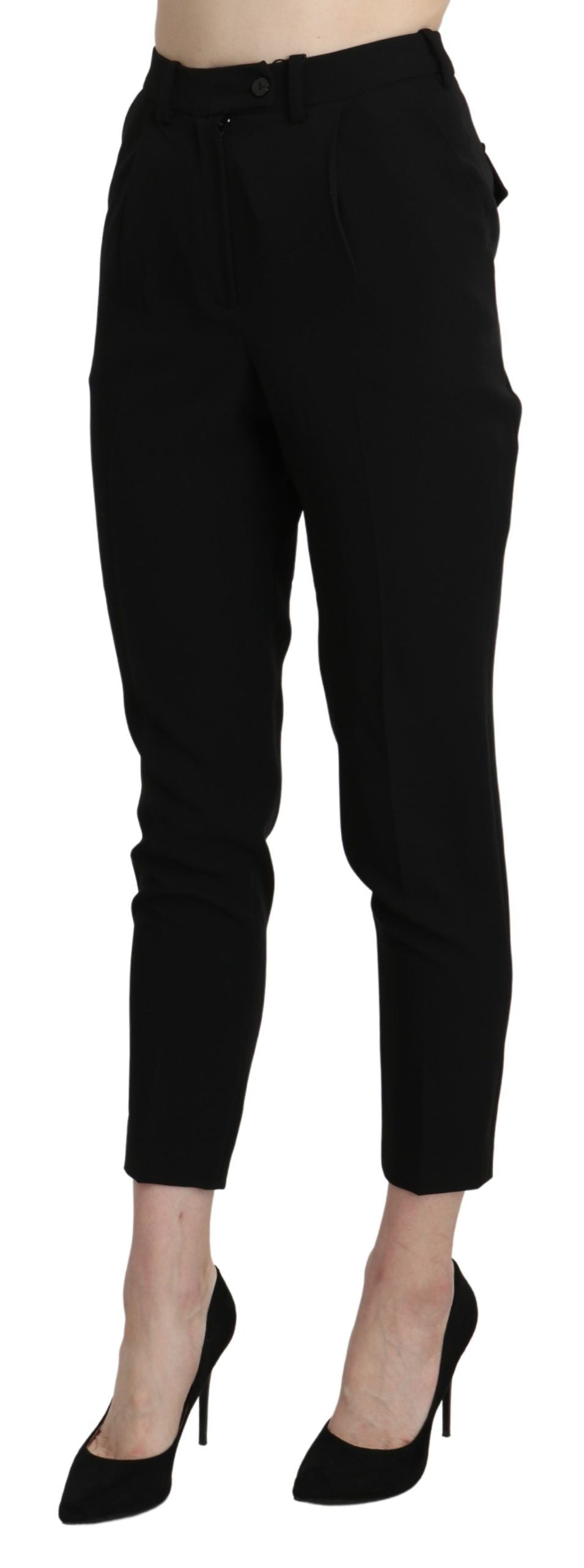 BENCIVENGA Black High Waist Skinny Cropped Dress Trouser Women's Pant
