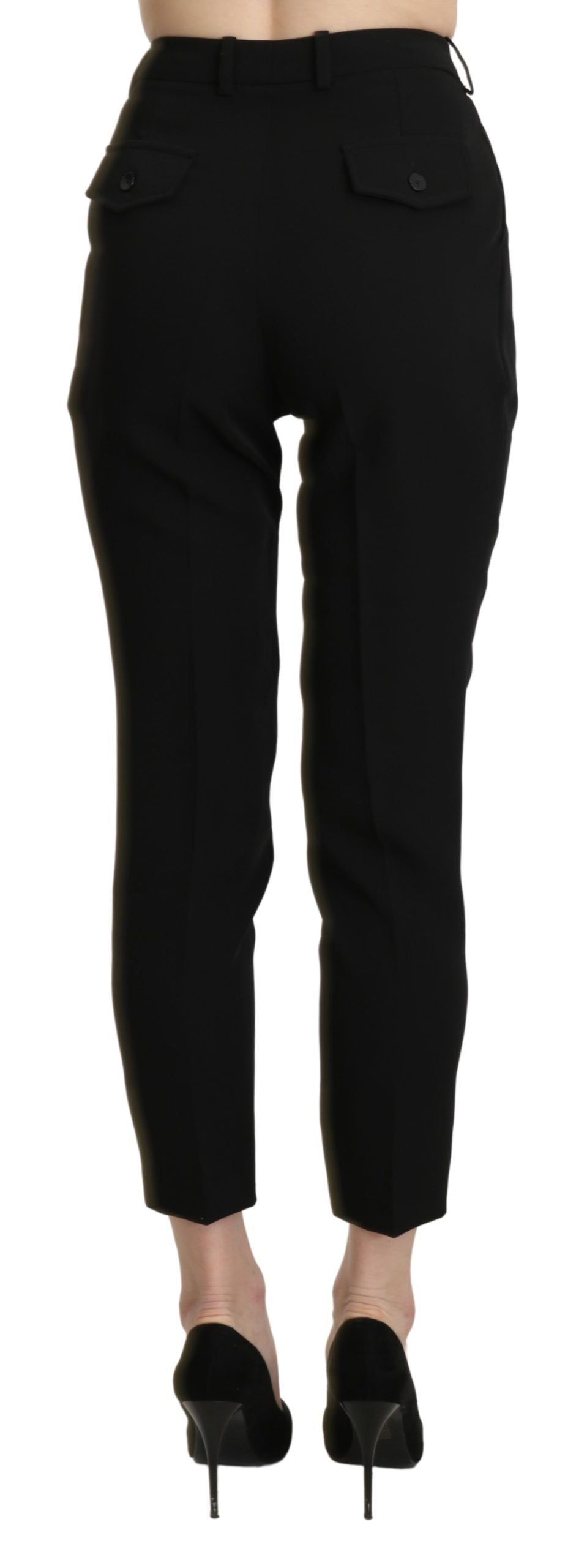 BENCIVENGA Black High Waist Skinny Cropped Dress Trouser Women's Pant