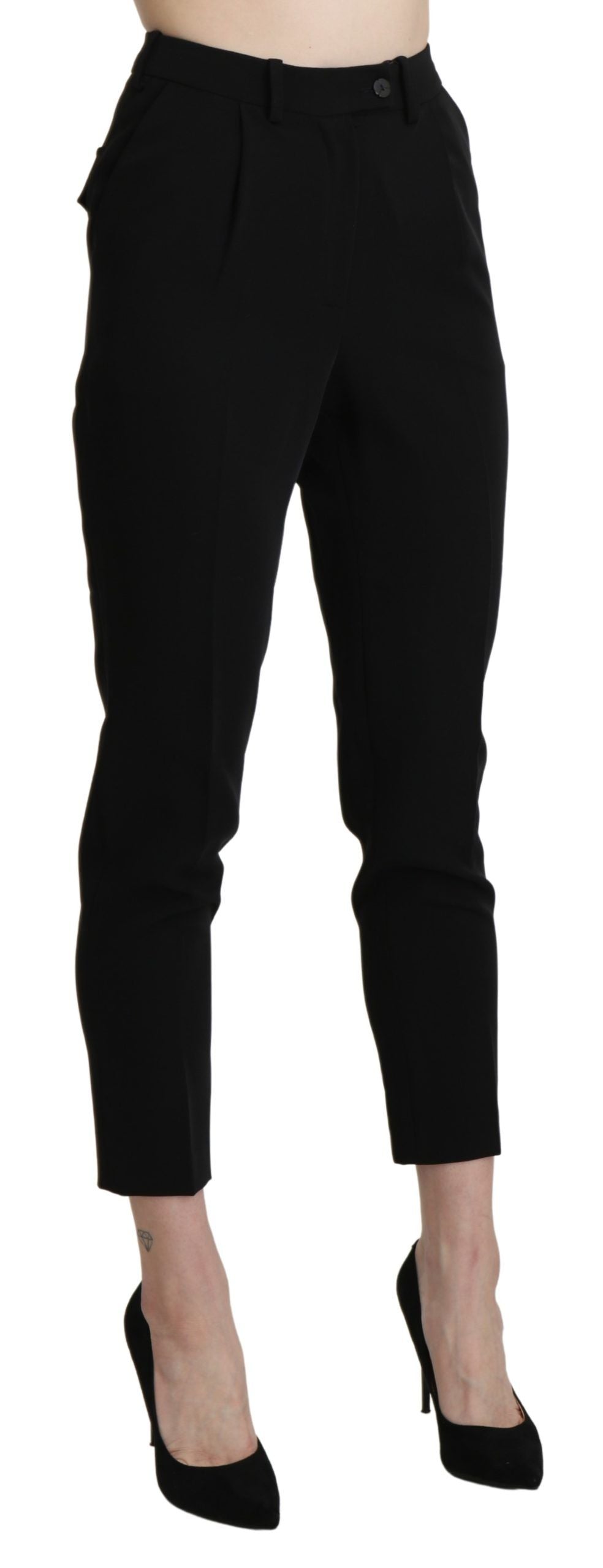 BENCIVENGA Black High Waist Skinny Cropped Dress Trouser Women's Pant