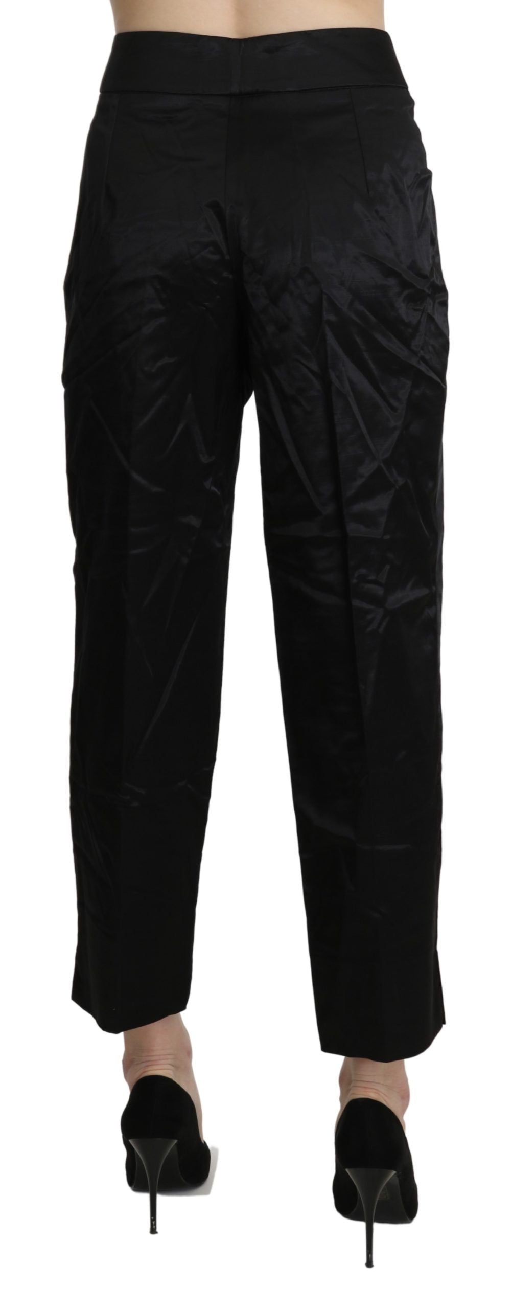 BENCIVENGA Black High Waist Straight Cropped Dress Trouser Women's Pants