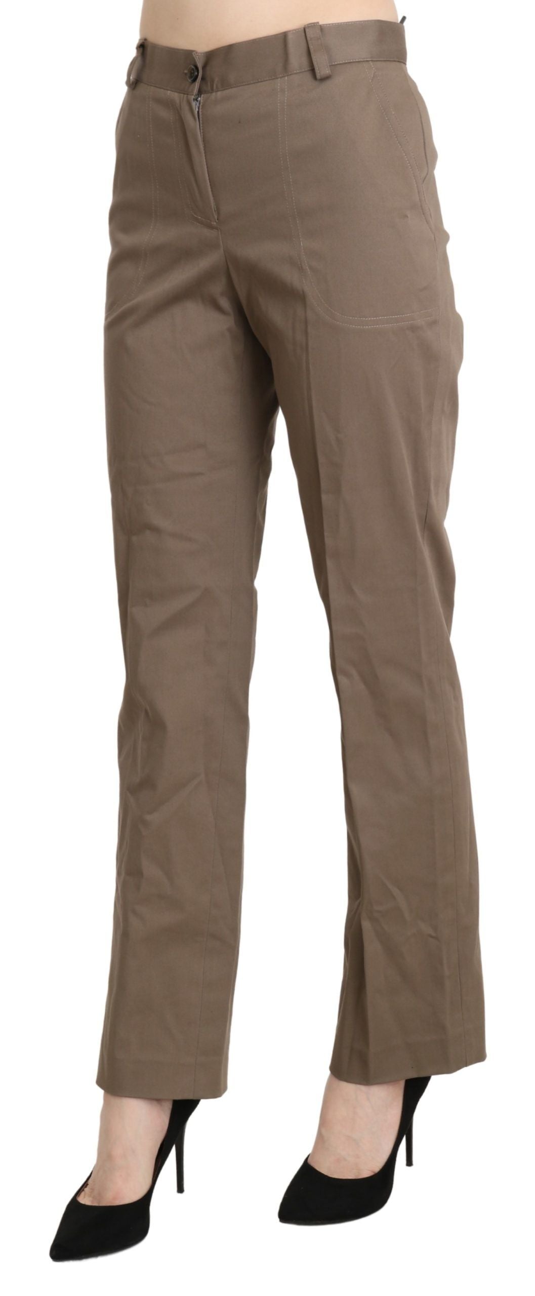 BENCIVENGA Brown High Waist Straight Dress Trouser Women's Pants