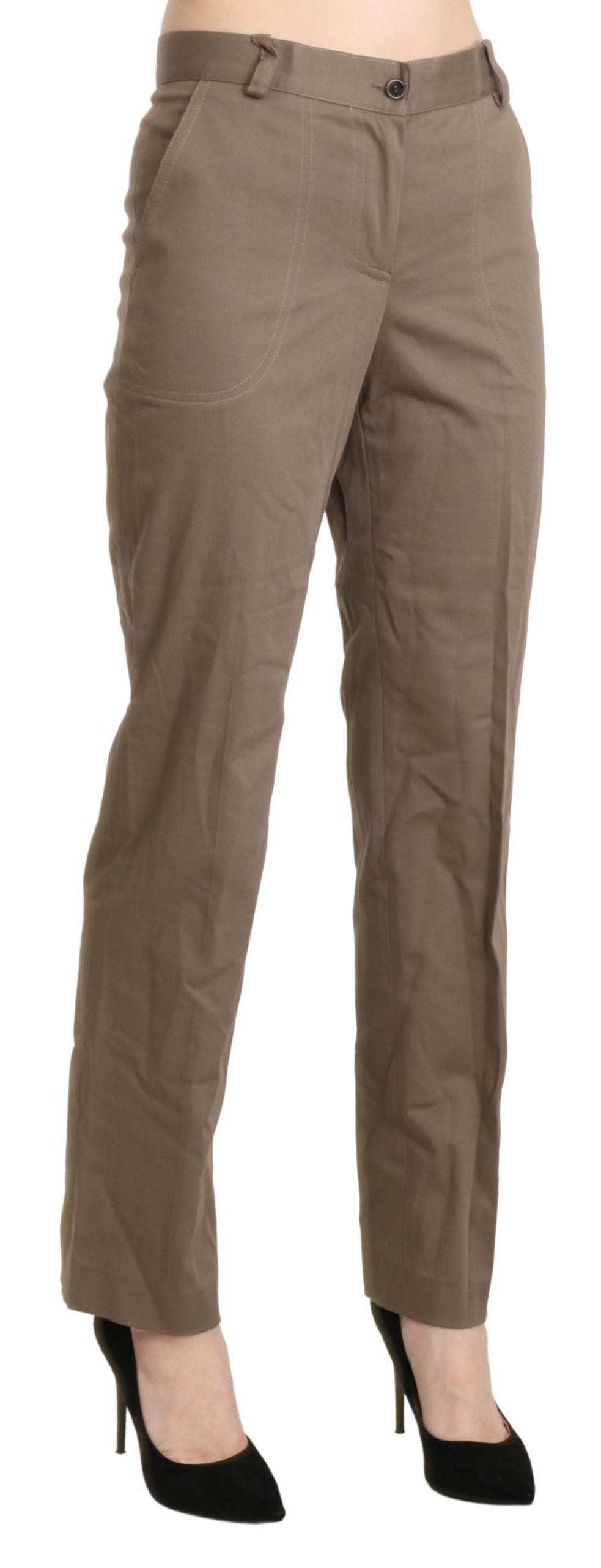 BENCIVENGA Brown High Waist Straight Dress Trouser Women's Pants
