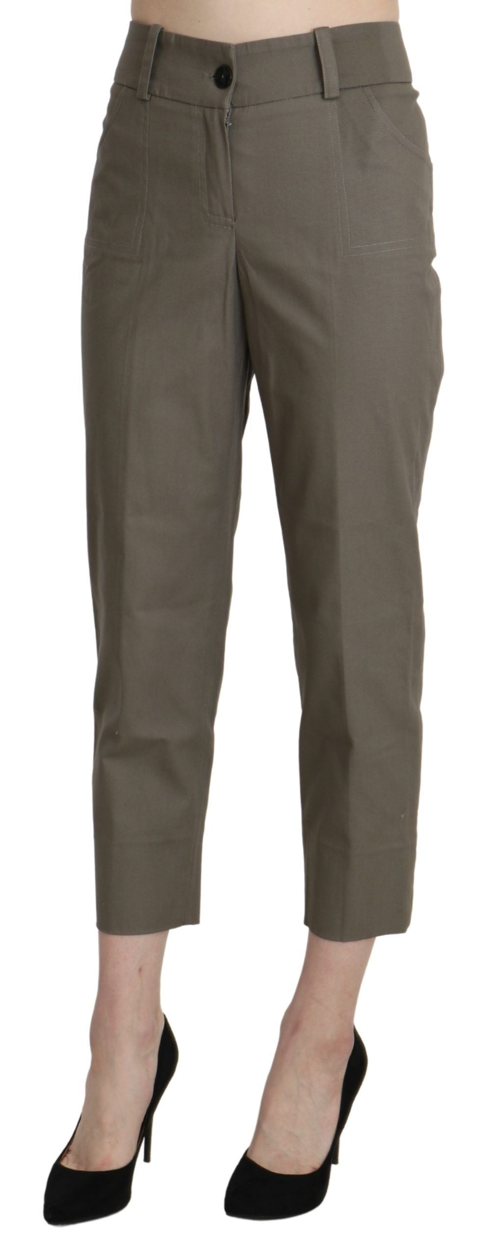 BENCIVENGA Gray High Waist Cropped Dress Trouser Women's Pants