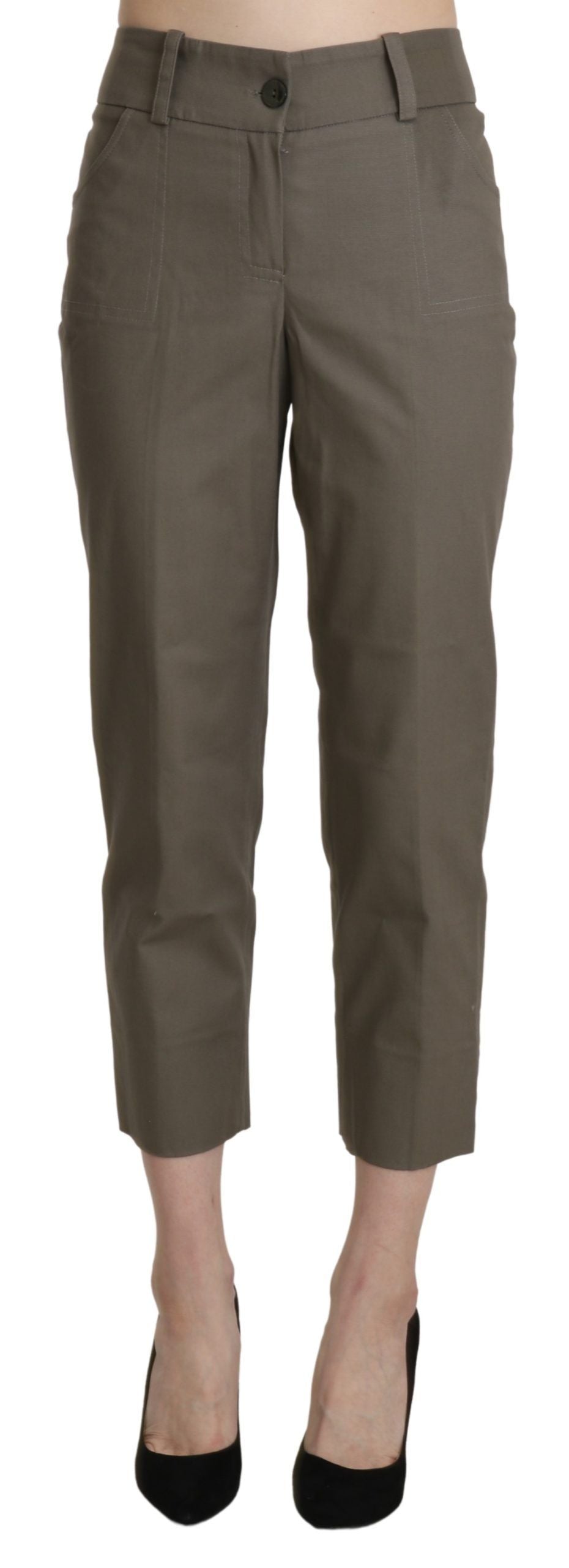 BENCIVENGA Gray High Waist Cropped Dress Trouser Women's Pants