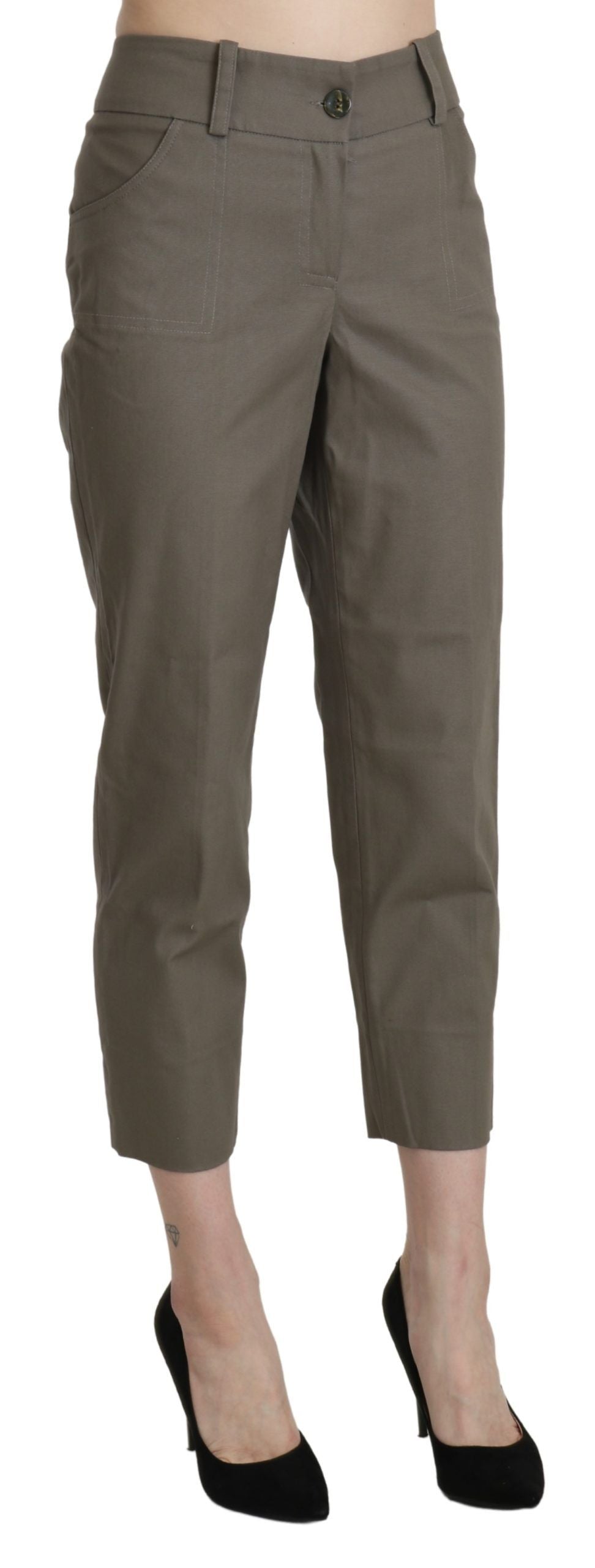 BENCIVENGA Gray High Waist Cropped Dress Trouser Women's Pants
