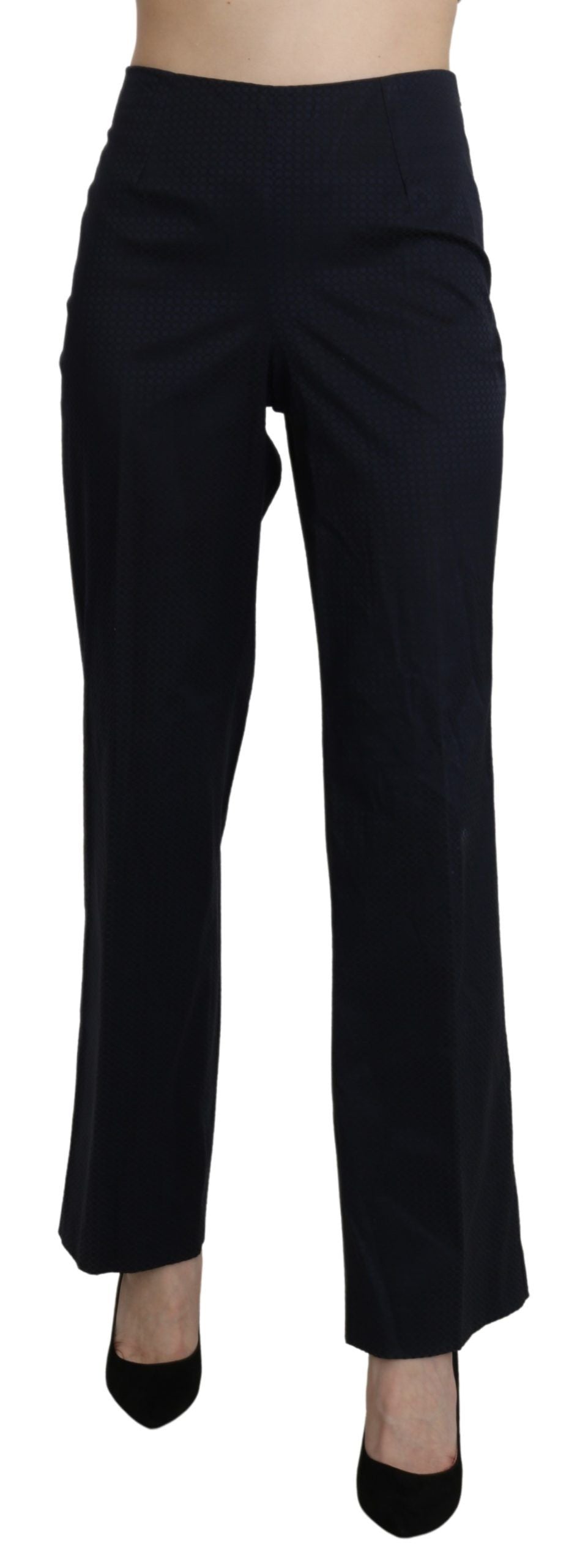 BENCIVENGA Navy Blue High Waist Straight Dress Trouser Women's Pants