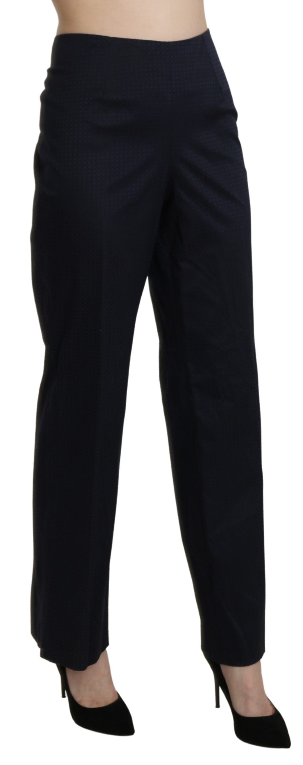 BENCIVENGA Navy Blue High Waist Straight Dress Trouser Women's Pants