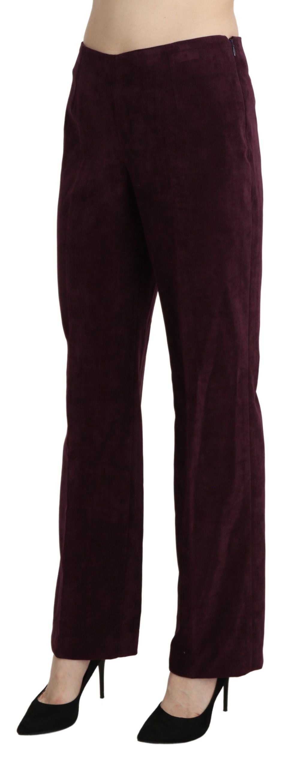 BENCIVENGA Purple Suede High Waist Straight Trouser Women's Pants