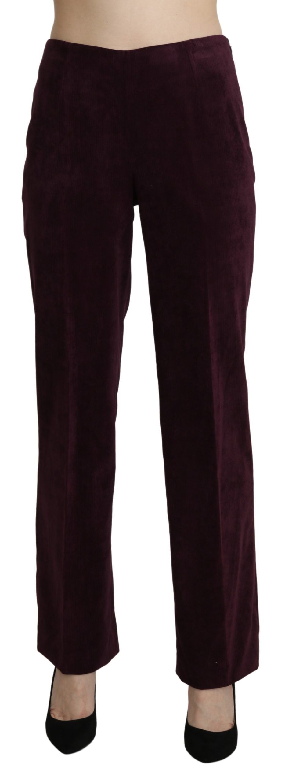 BENCIVENGA Purple Suede High Waist Straight Trouser Women's Pants