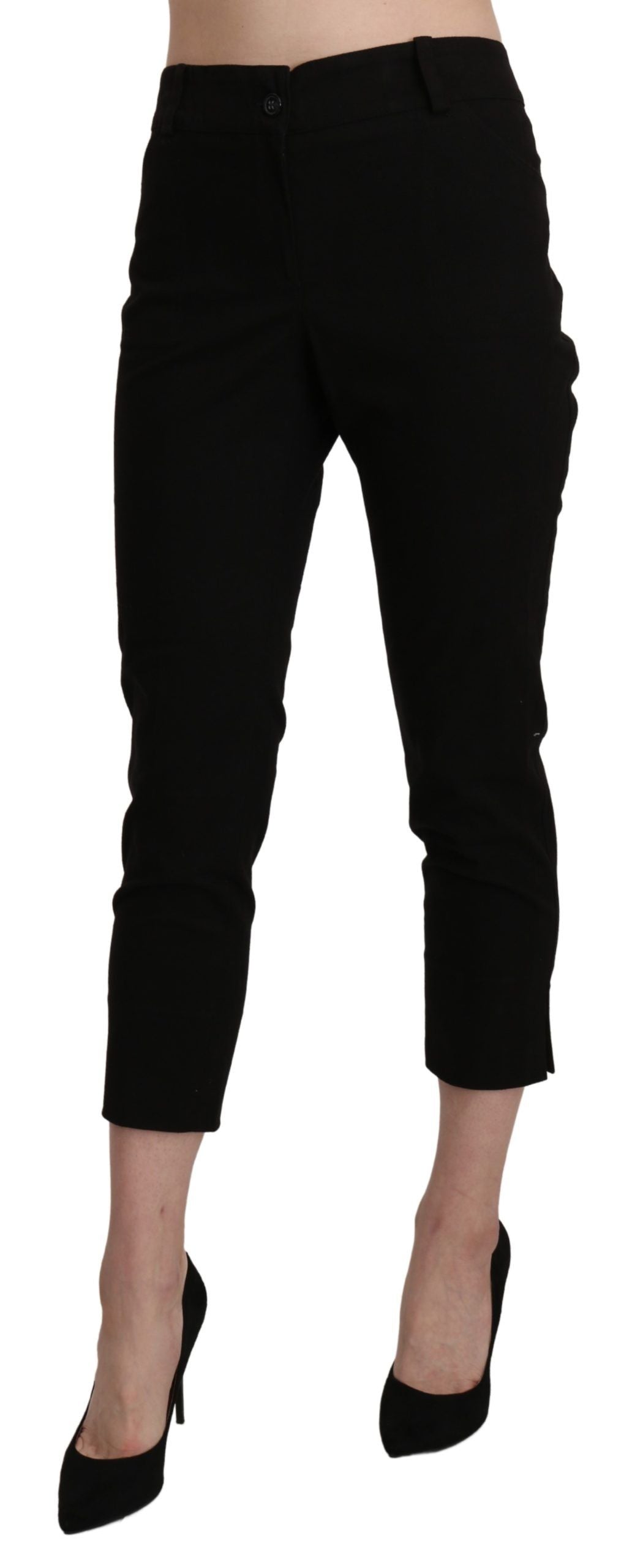 BENCIVENGA Elegant Black High Waist Cropped Women's Pants