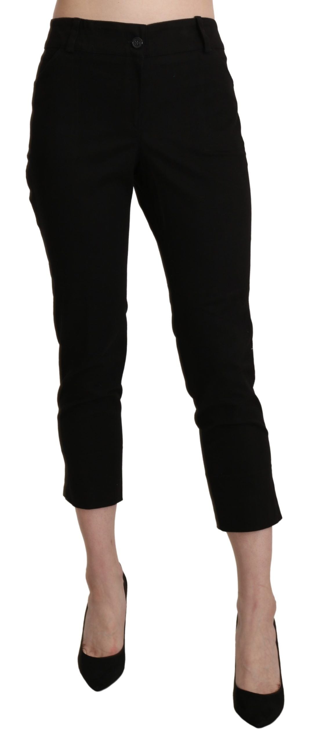 BENCIVENGA Black High Waist Skinny Cropped Dress Trouser Women's Pants
