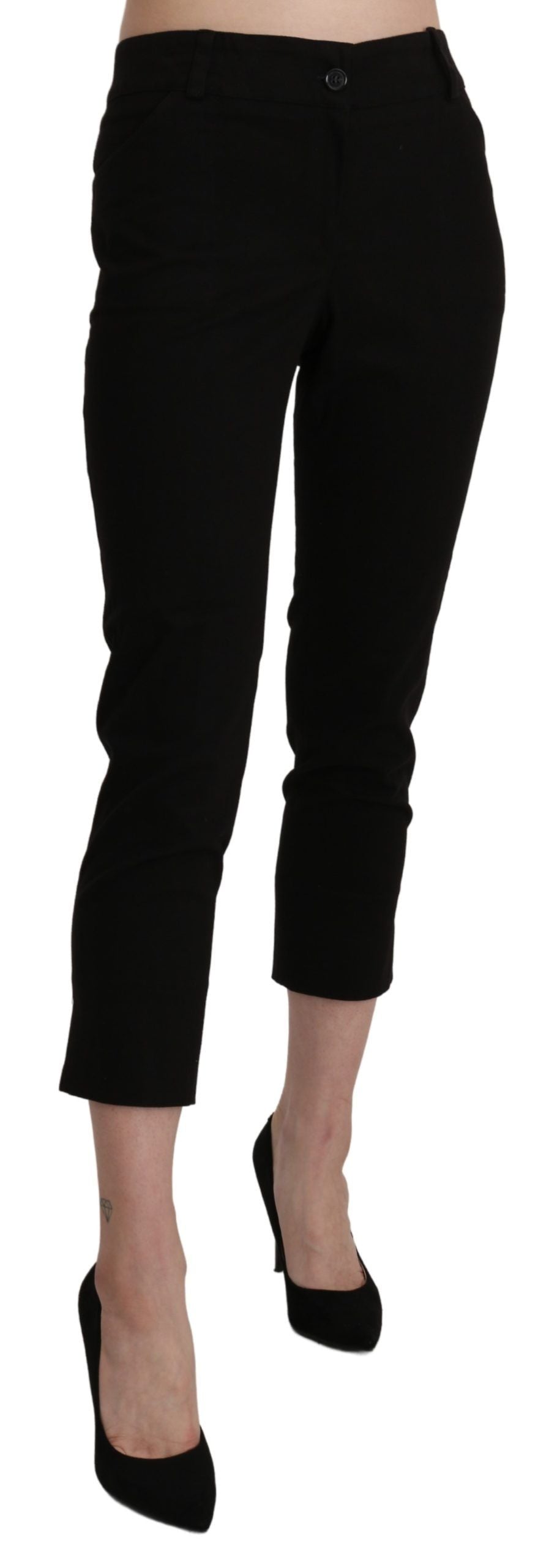 BENCIVENGA Elegant Black High Waist Cropped Women's Pants