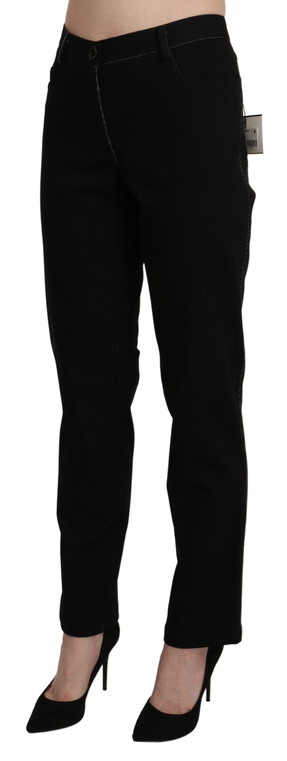 BENCIVENGA Black High Waist Straight Casual Trouser Women's Pant