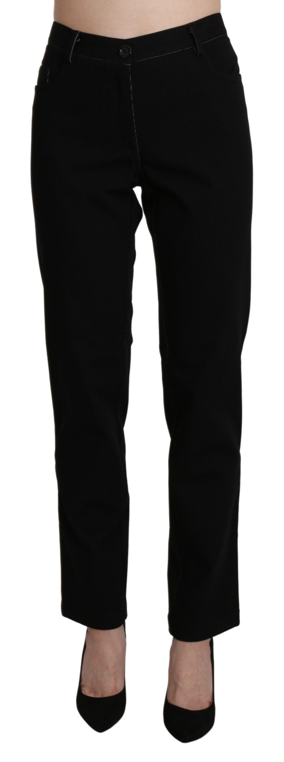 BENCIVENGA Black High Waist Straight Casual Trouser Women's Pant