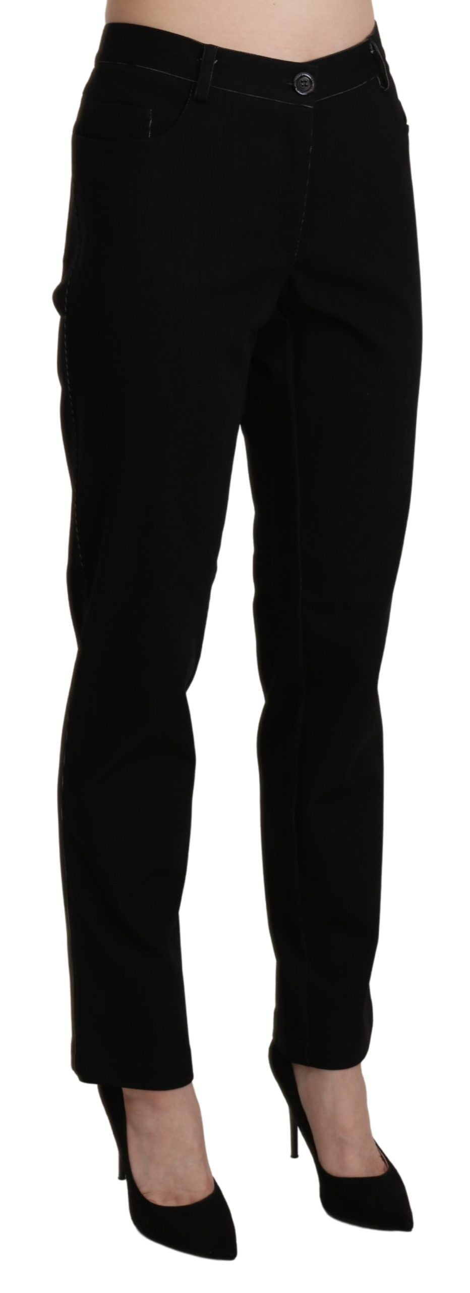 BENCIVENGA Black High Waist Straight Casual Trouser Women's Pant
