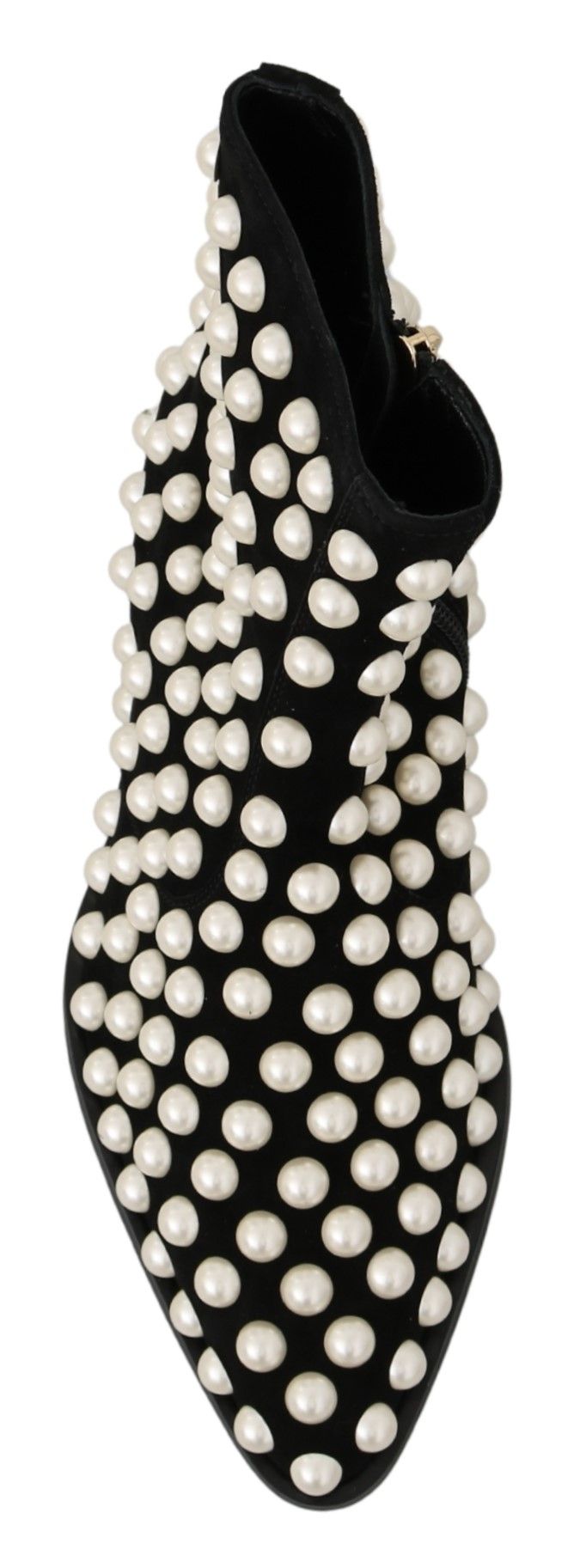 Dolce & Gabbana Black Suede Pearl Studs Boots Women's Shoes
