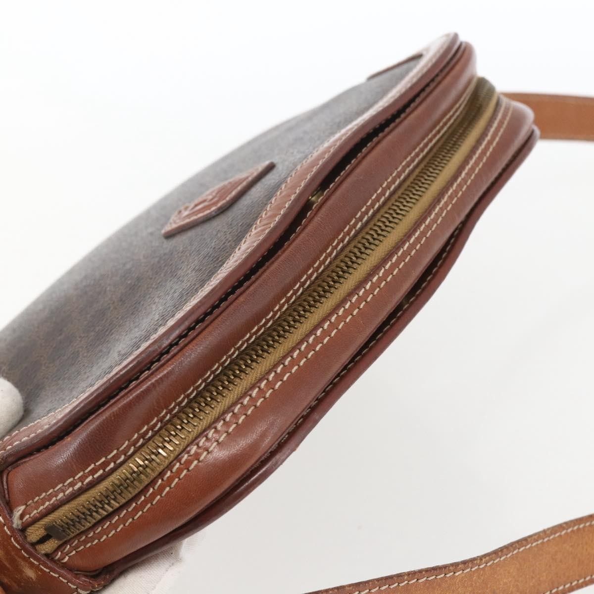 Celine Vintage Macadam Canvas And Leather Brown Canvas Shoulder Bag Bag (Pre-Owned)