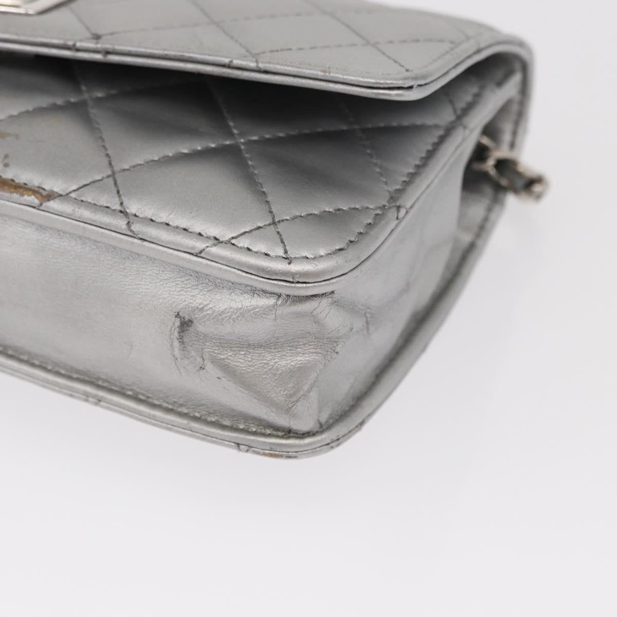 Chanel Reissue 2.55 Wallet On Chain Quilted Lambskin Silver Leather Crossbody Bag Bag (Pre-Owned)
