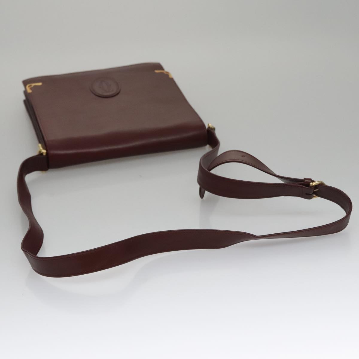 Cartier Must De Cartier Burgundy Leather Shoulder Bag (Pre-Owned)