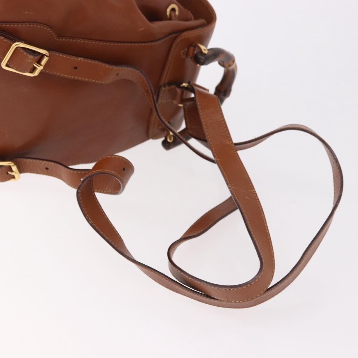 Gucci Vintage Bamboo Leather Brown Leather Backpack Bag (Pre-Owned)