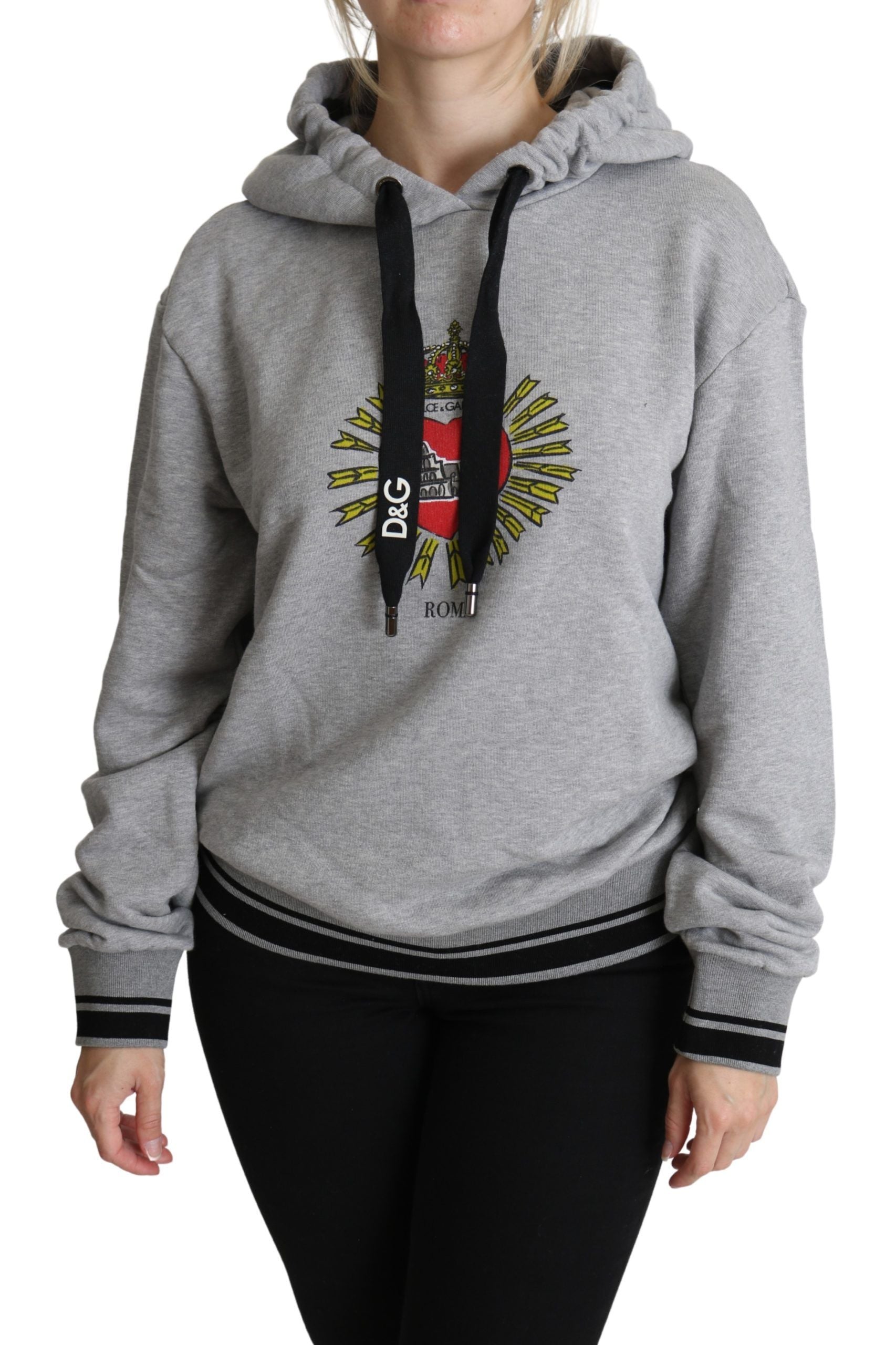 Dolce & Gabbana Exclusive Hooded Gray Cotton Women's Sweater