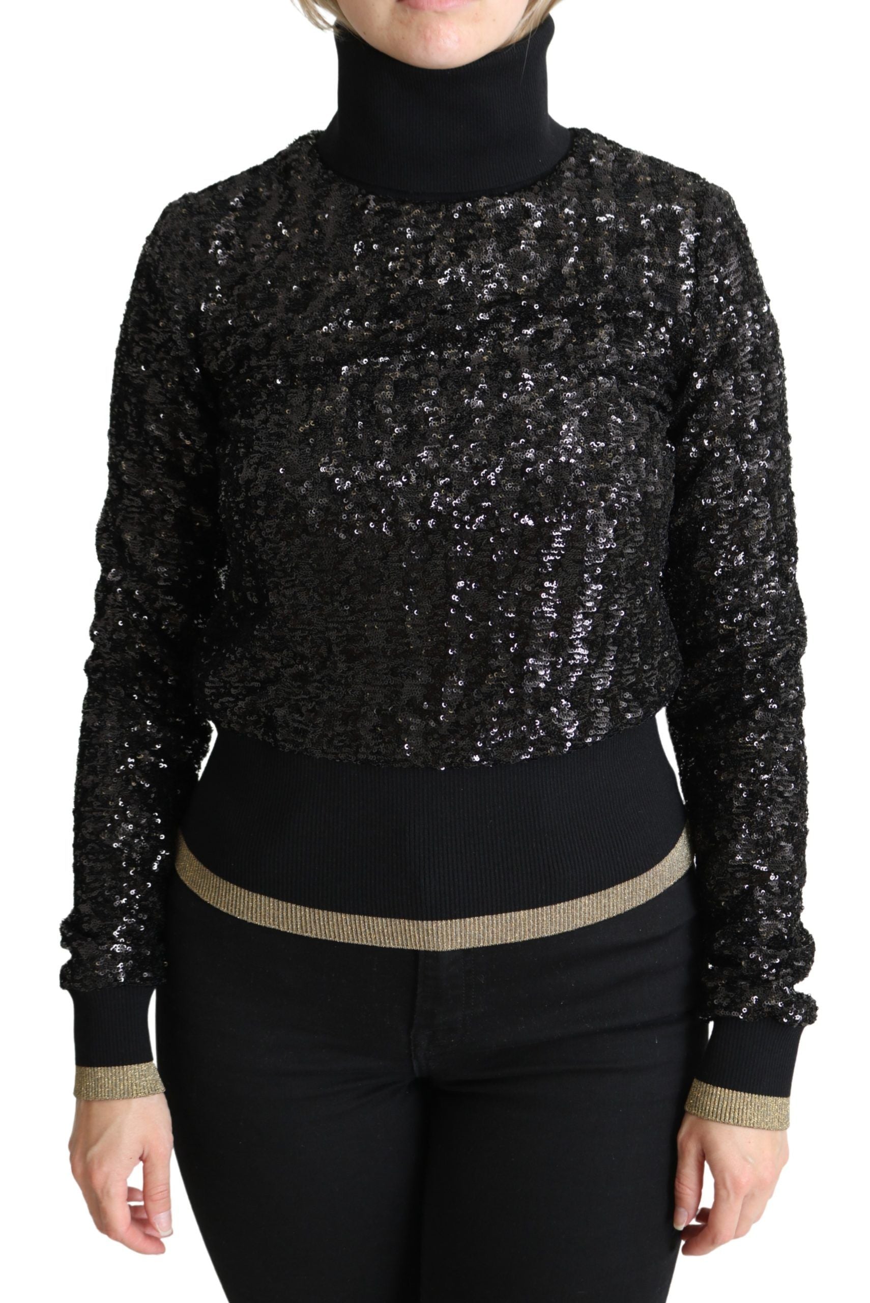 Dolce & Gabbana Elegant Sequined Turtleneck Women's Sweater