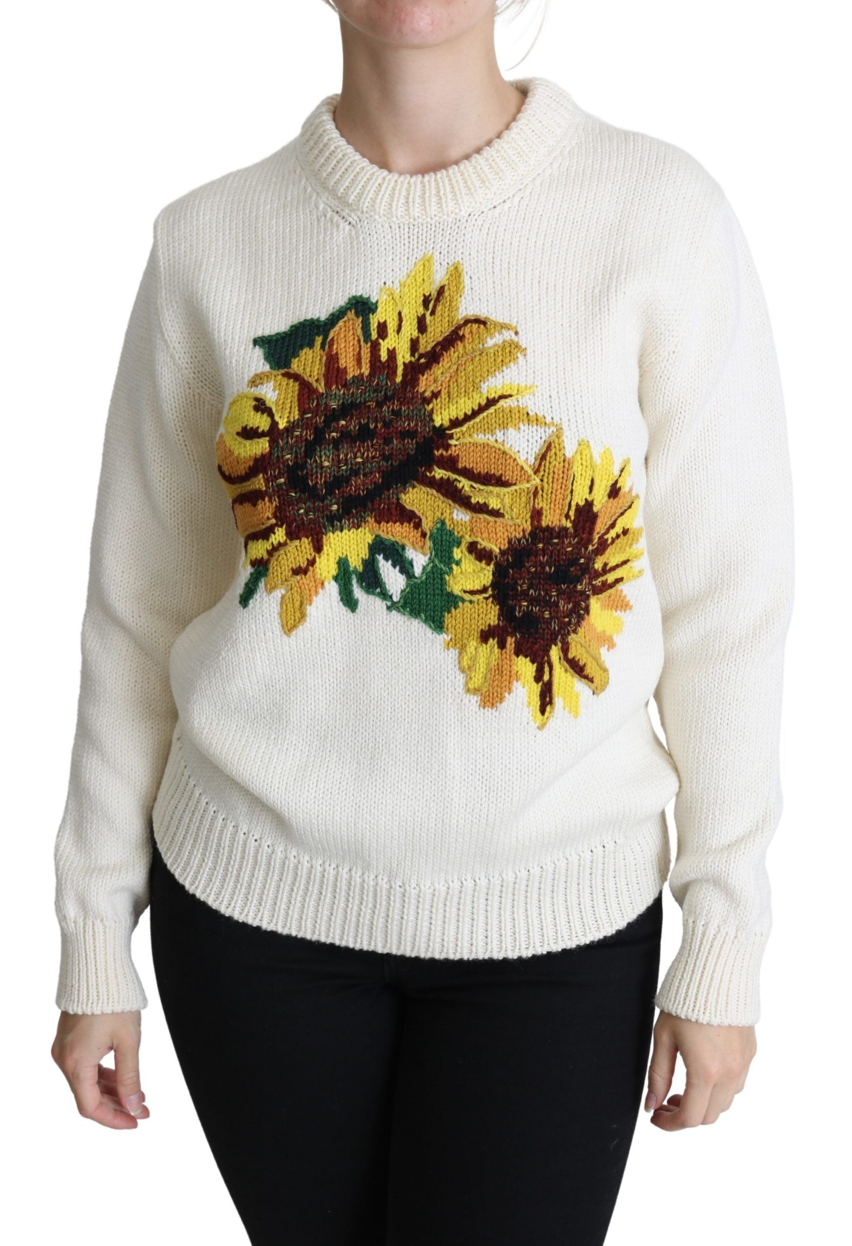 Dolce & Gabbana Elegant Knitted Sunflower Women's Sweater