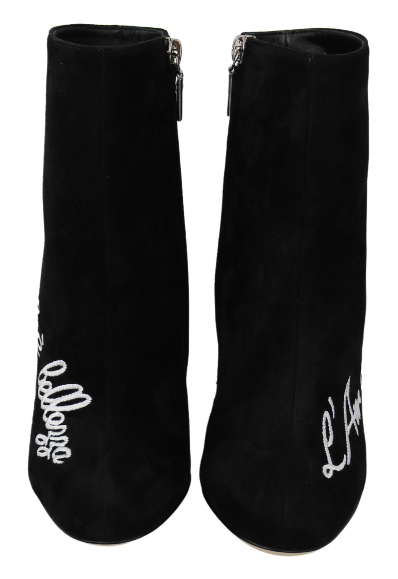 Dolce & Gabbana Black Suede L'Amore E'Bellezza Boots Women's Shoes