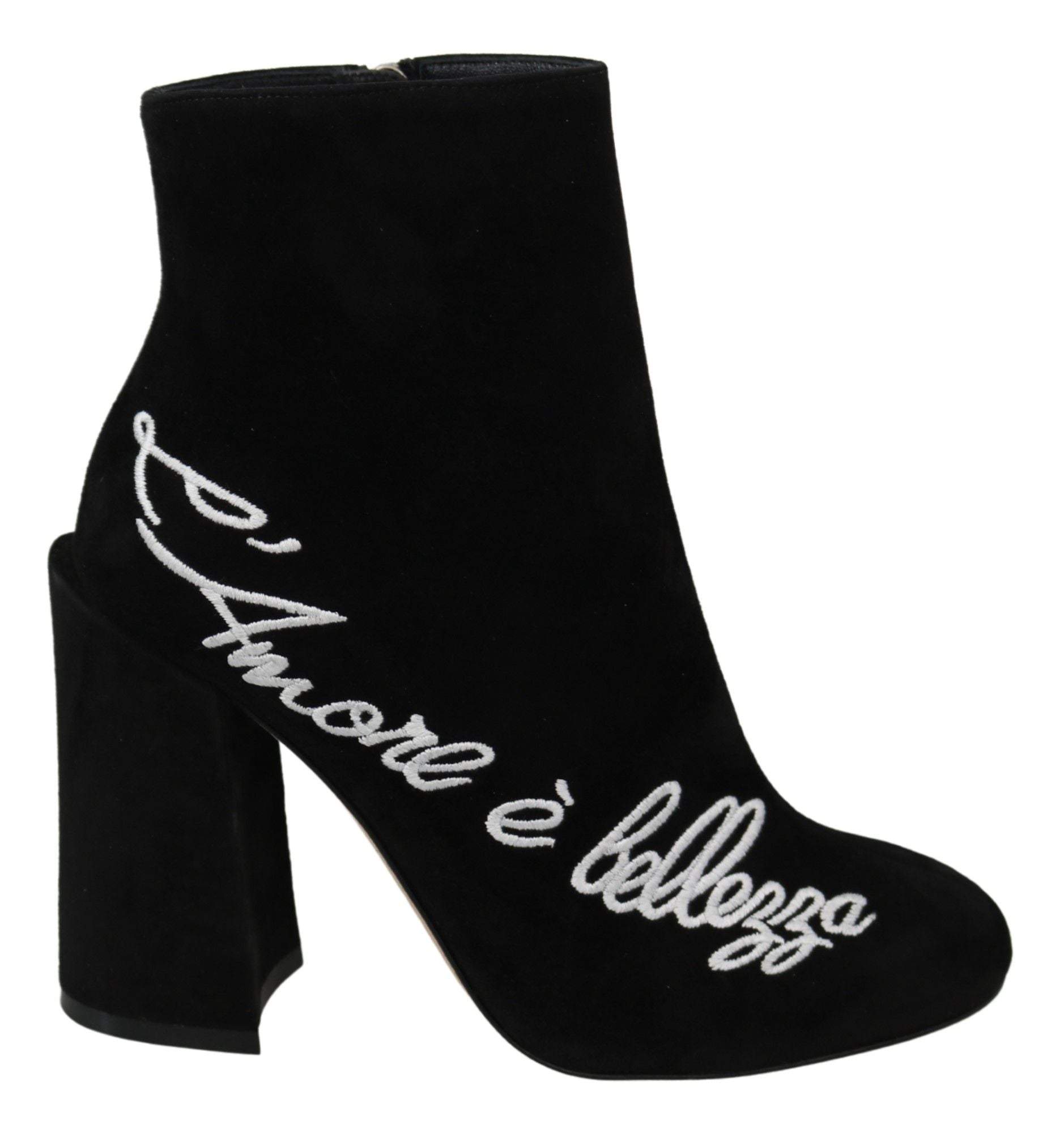 Dolce & Gabbana Black Suede L'Amore E'Bellezza Boots Women's Shoes