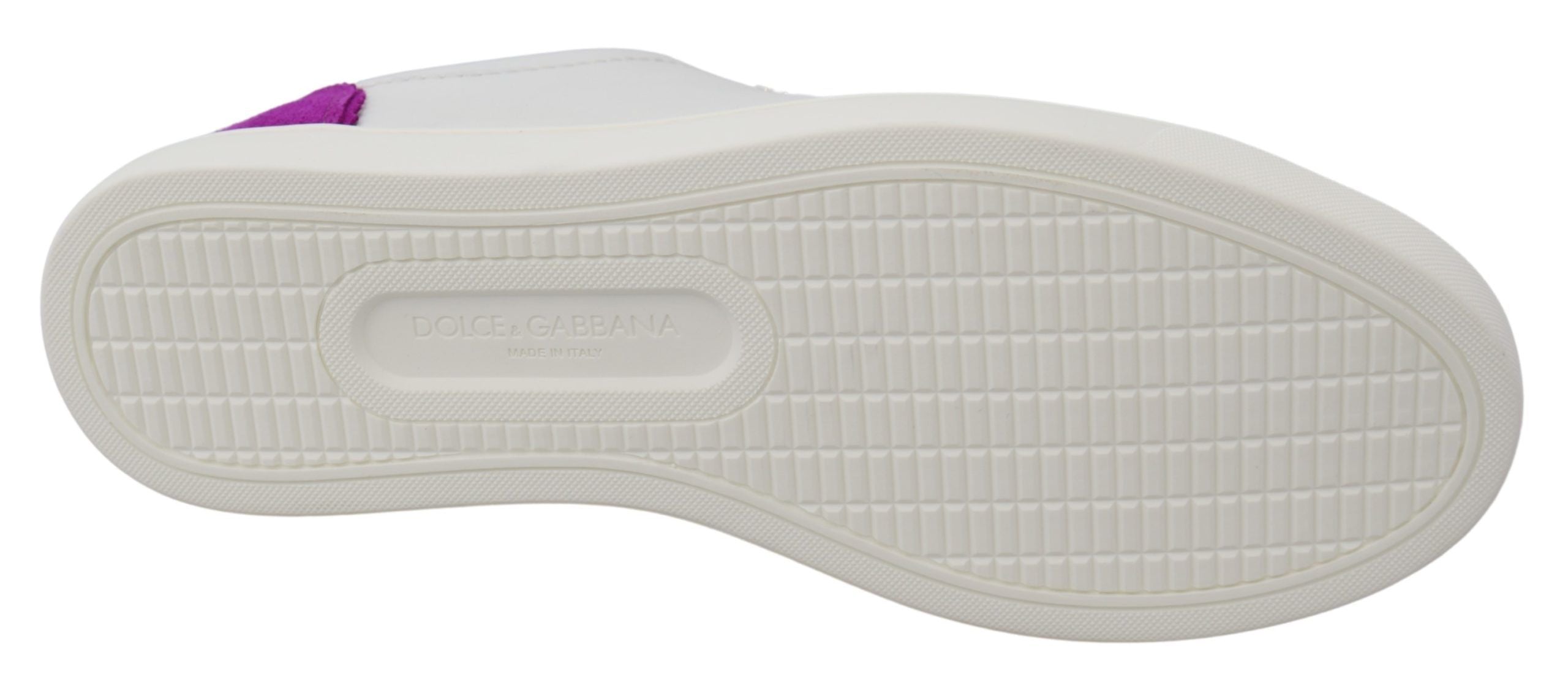 Dolce & Gabbana Chic White Leather Sneakers with Purple Women's Accents