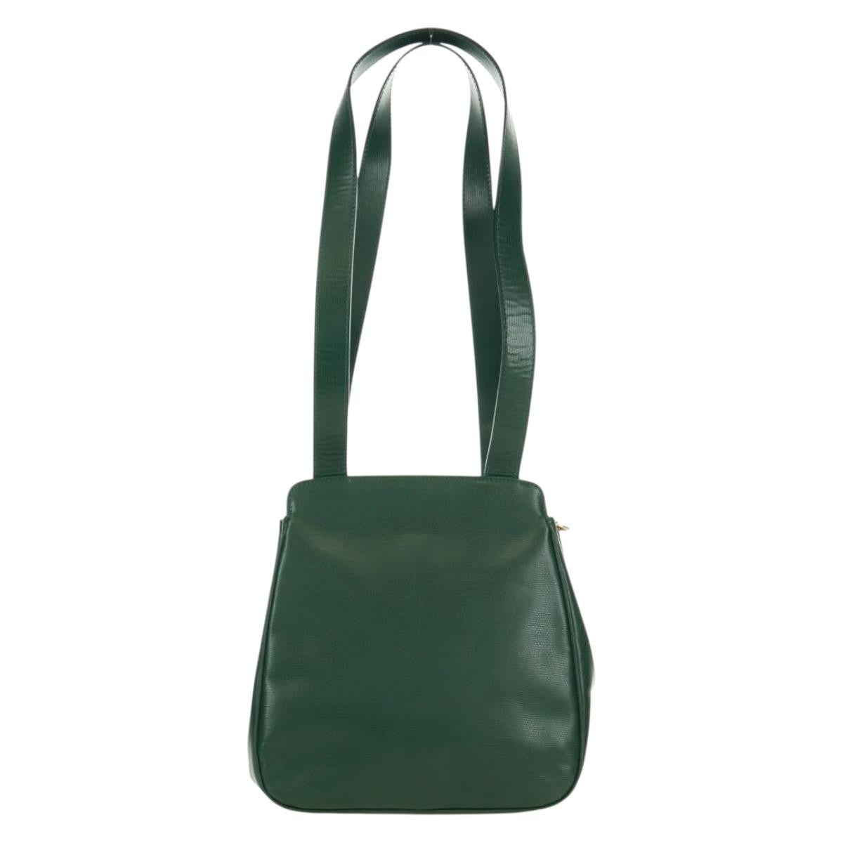 Celine Circle Logo Leather Green Leather Shoulder Bag Bag (Pre-Owned)