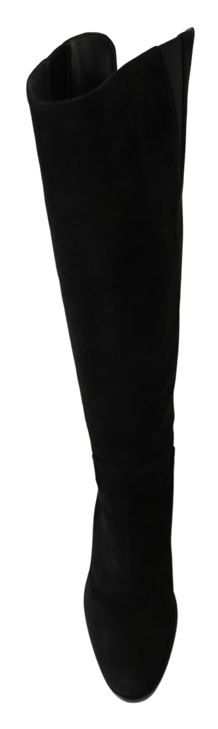 Dolce & Gabbana Black Suede Knee High Flat Boots Women's Shoes