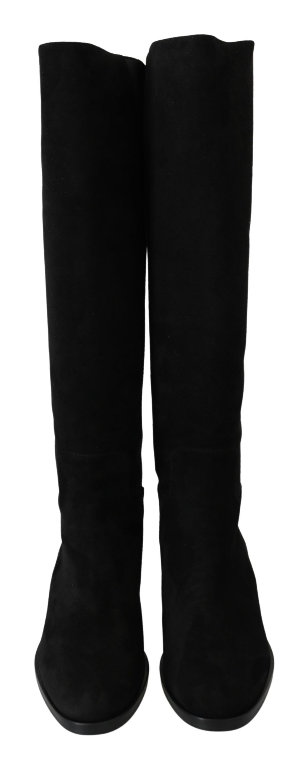 Dolce & Gabbana Black Suede Knee High Flat Boots Women's Shoes