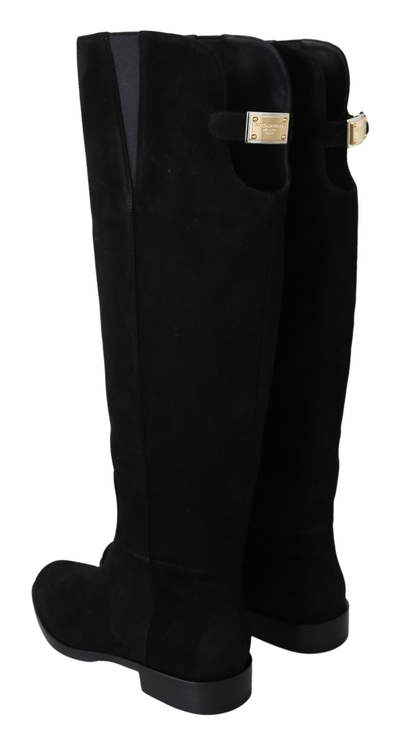 Dolce & Gabbana Elegant Black Suede Knee High Women's Boots