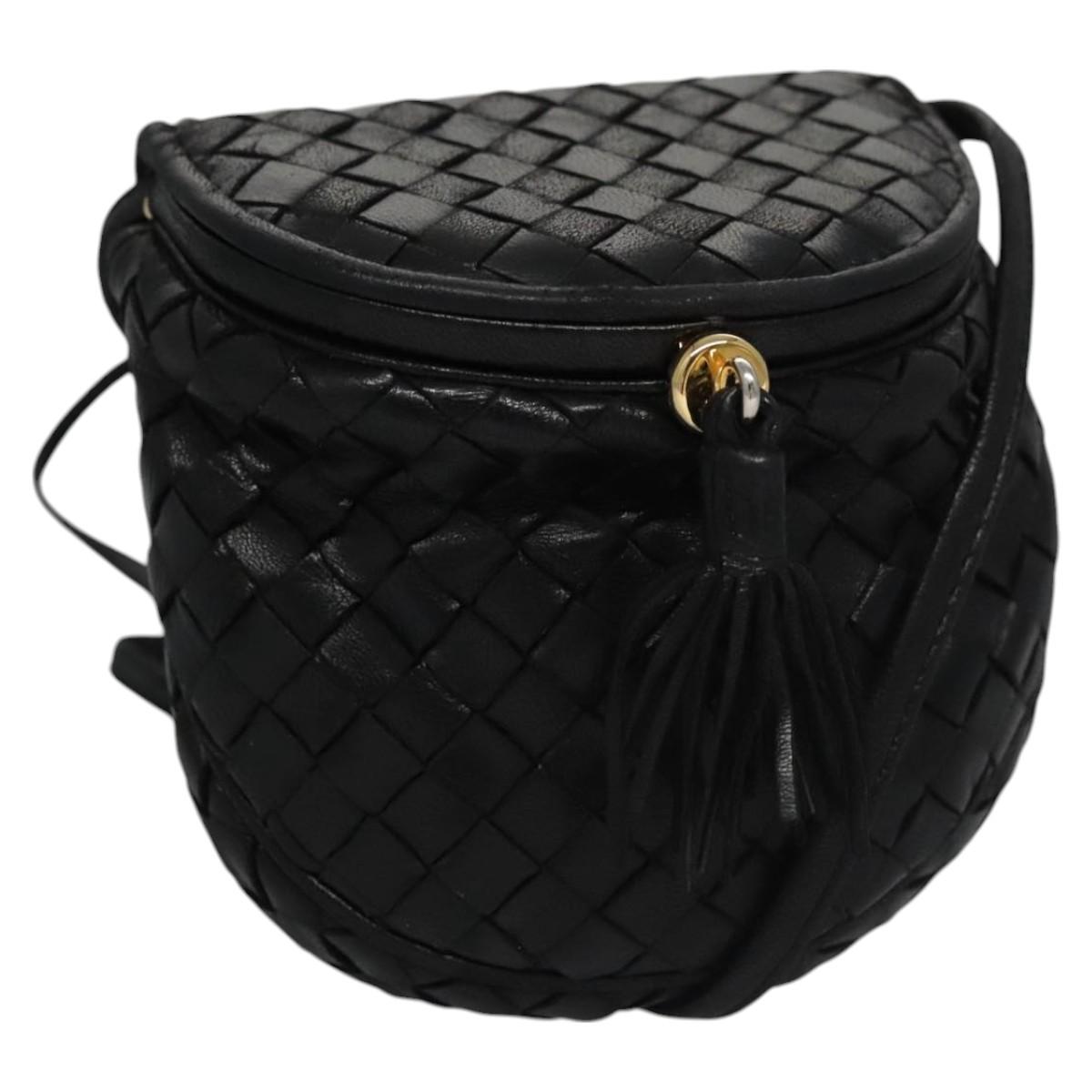 Bottega Veneta Intrecciato Black Leather Clutch Bag (Pre-Owned)